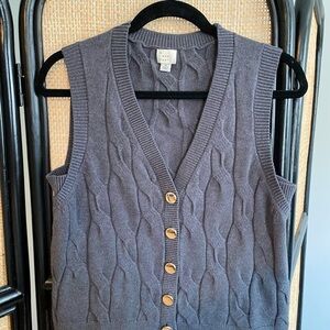 a new day Gray Cable Knit Sweater Vest with Gold Buttons